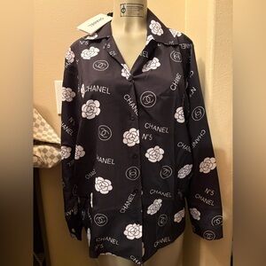 CC Fashion Black and White Floral Logo Shirt